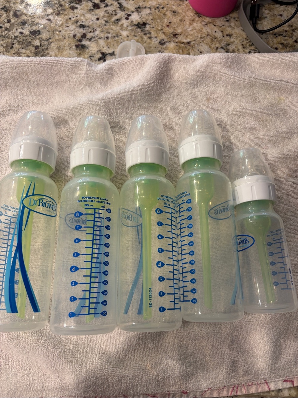 Dr. Brown's Clear Green-Accent Baby Bottles (Set of 5)